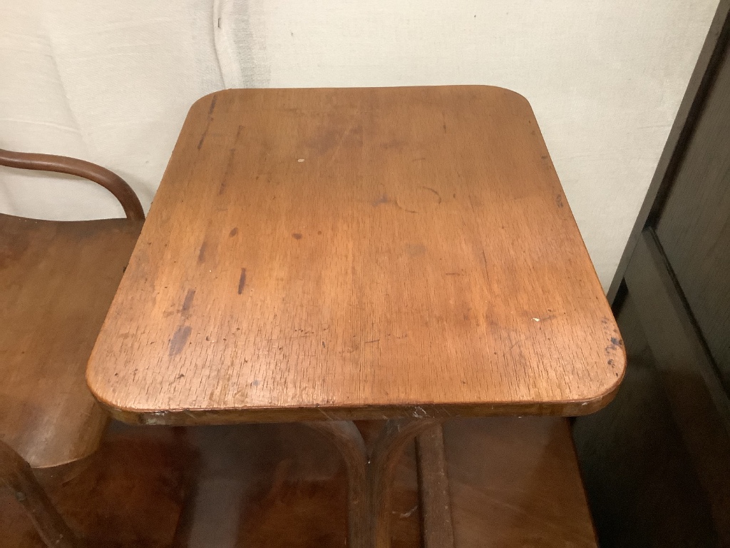 An early 20th century child's bentwood desk / chair, width 78cm depth 46cm height 57cm